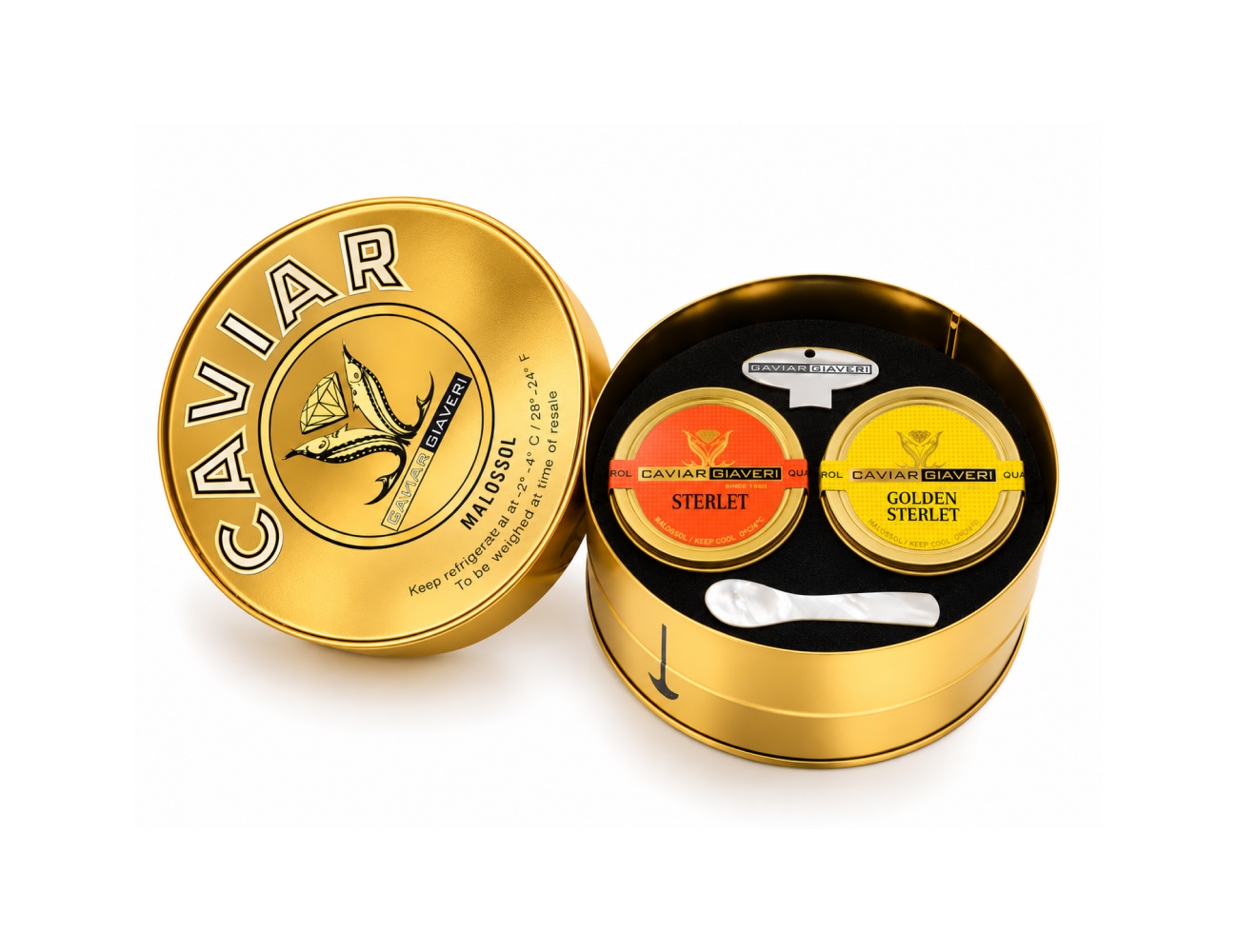 Golden tin box